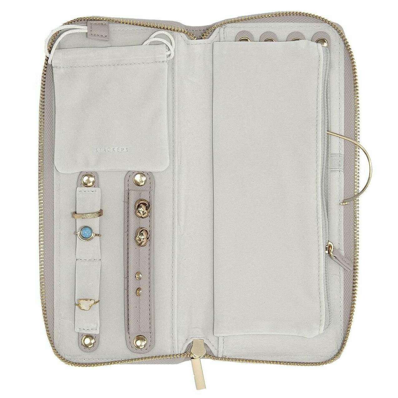 Stackers Jewellery Roll - Taupe Woven Grey - Image 3