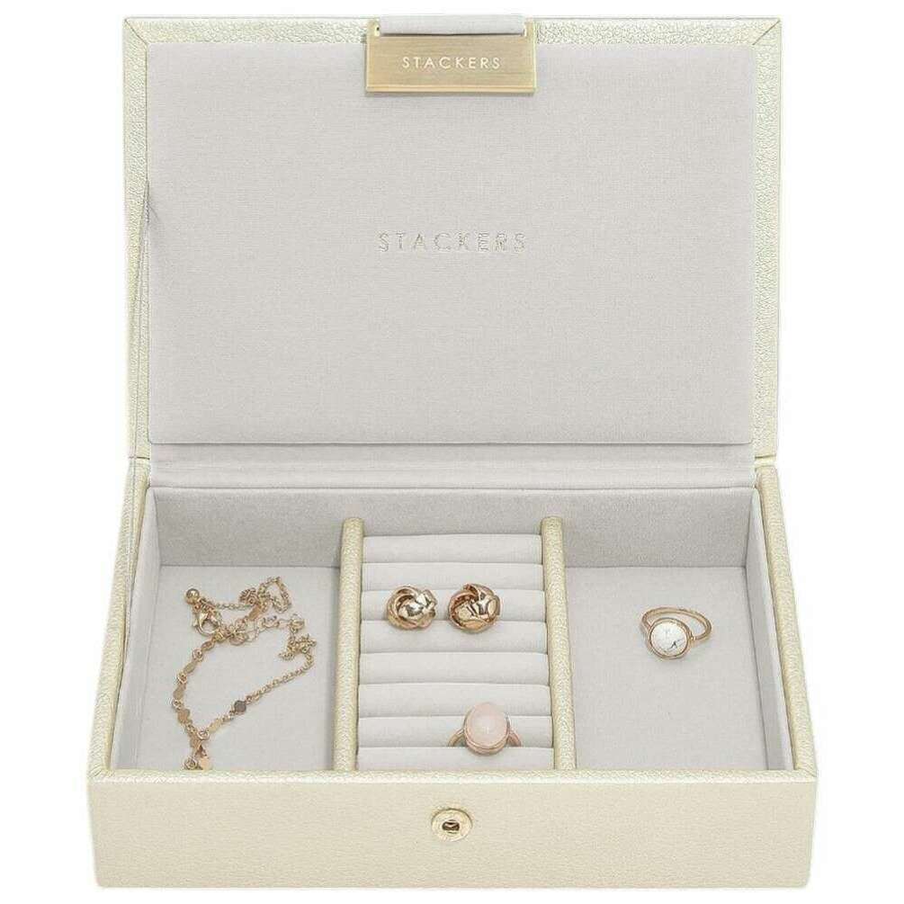 Stackers Mini Jewellery Box Set of 2 - Metallic Pearl White - Image 2