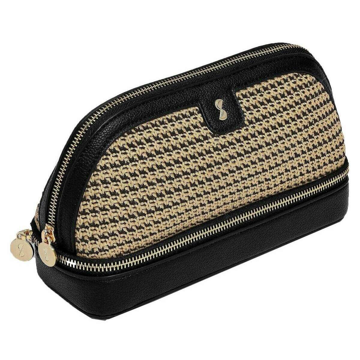 Stackers Raffia Cosmetic Bag - Black Raffia