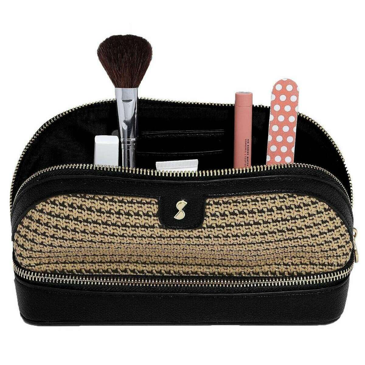 Stackers Raffia Cosmetic Bag - Black Raffia - Image 2