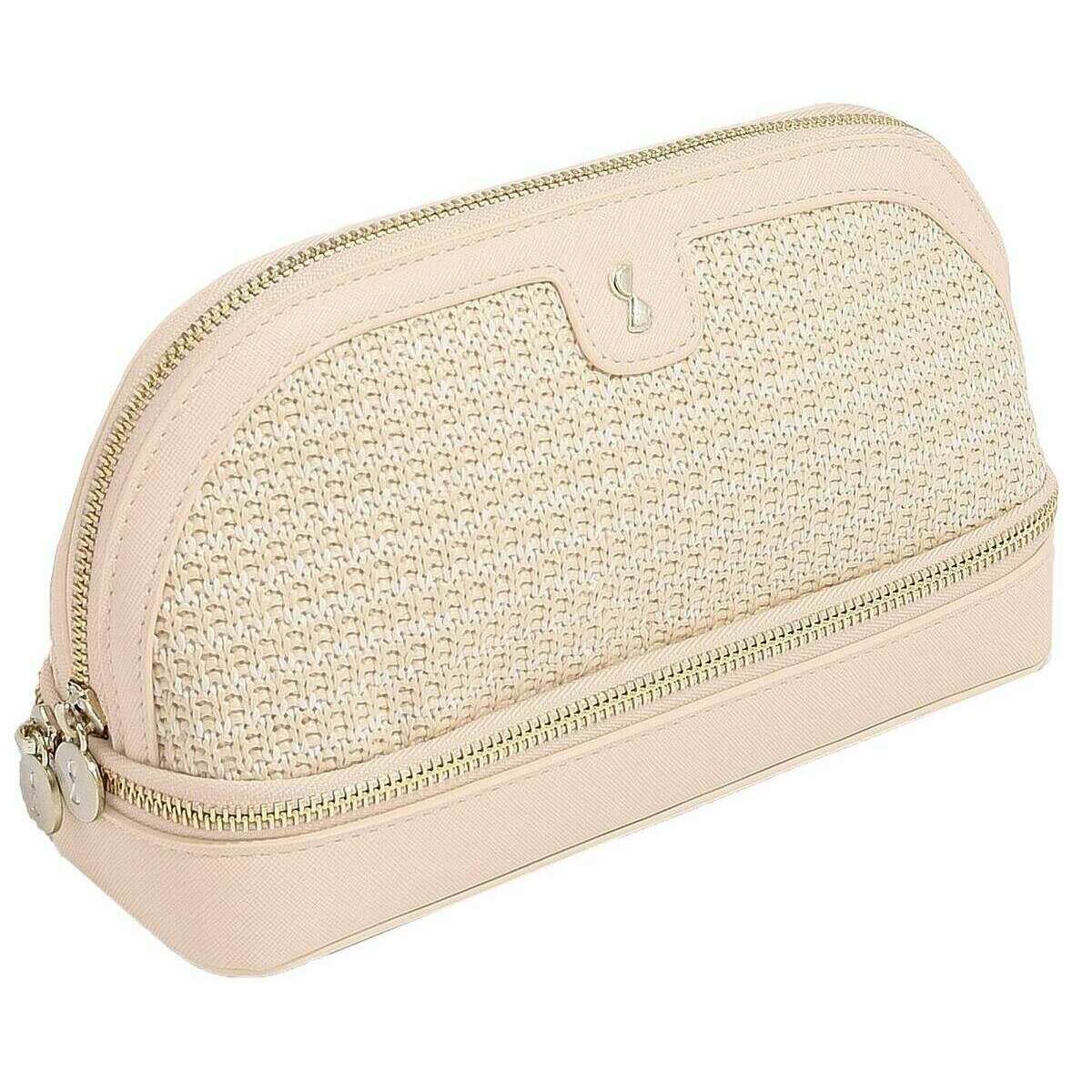 Stackers Raffia Cosmetic Bag - Blush Pink Raffia