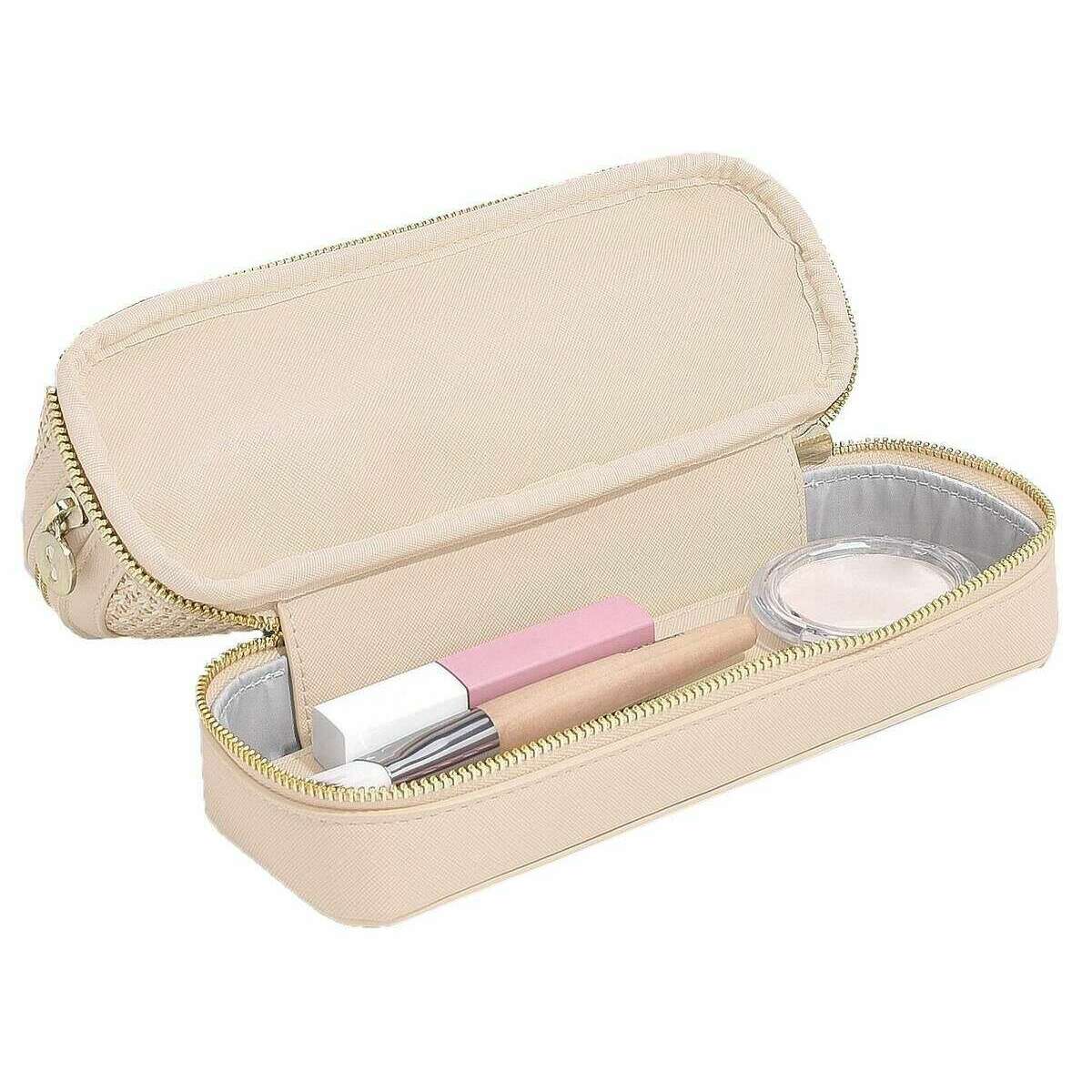 Stackers Raffia Cosmetic Bag - Blush Pink Raffia - Image 3