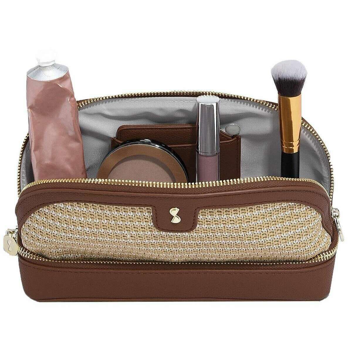 Stackers Raffia Cosmetic Bag - Tan Raffia - Image 2