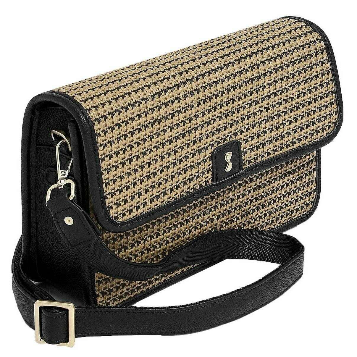 Stackers Raffia Crossbody Bag - Black Raffia - Image 3