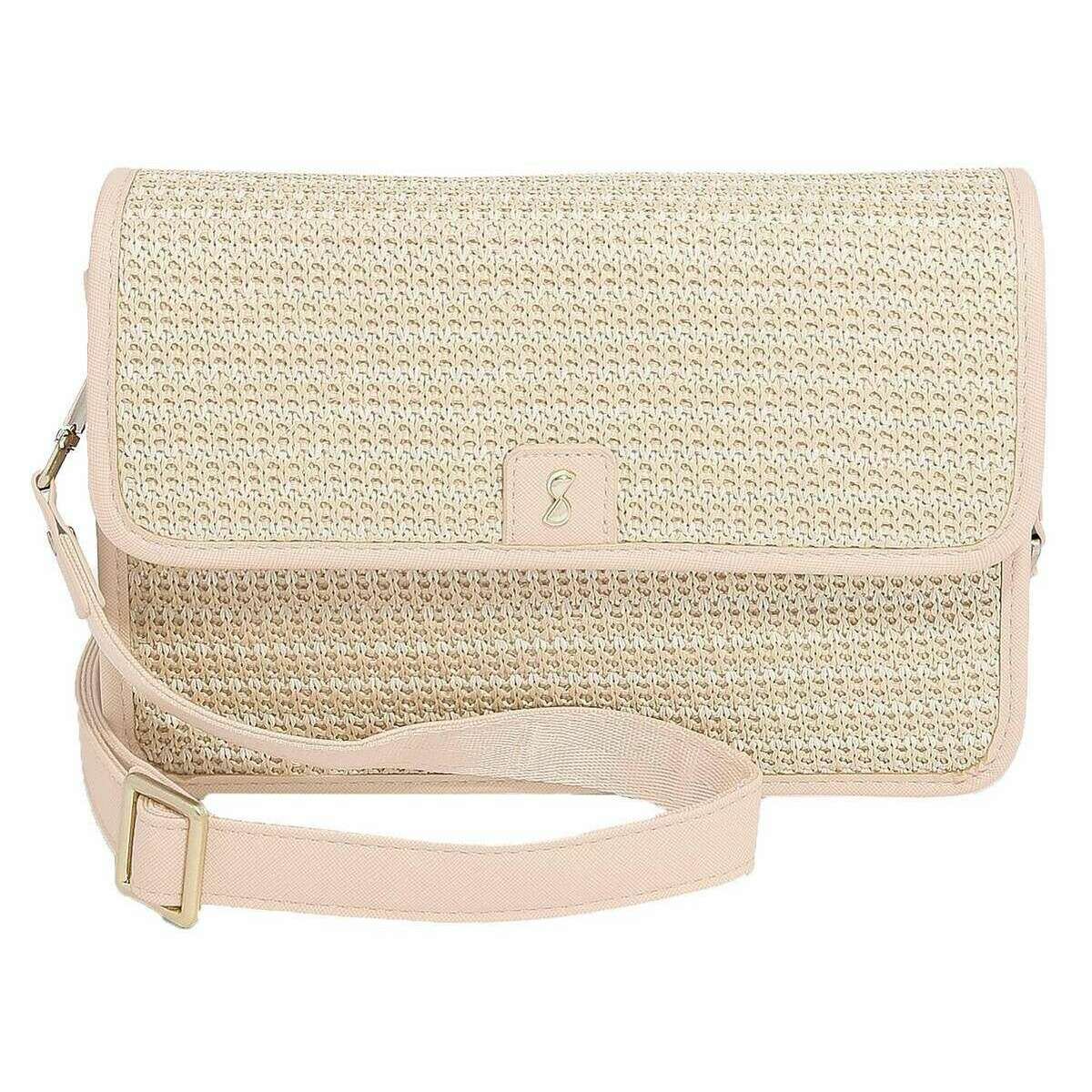 Stackers Raffia Crossbody Bag - Blush Pink Raffia