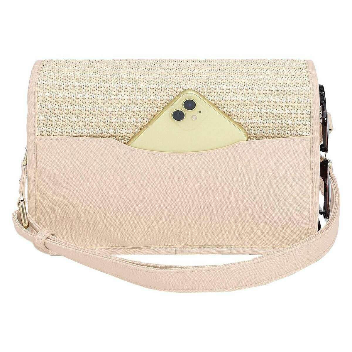 Stackers Raffia Crossbody Bag - Blush Pink Raffia - Image 2