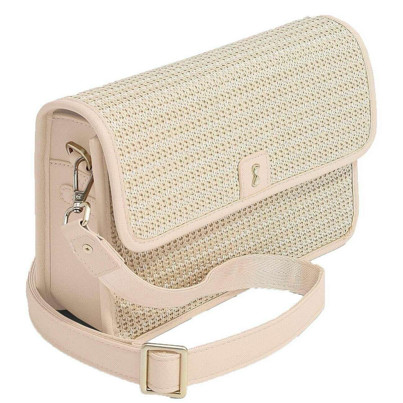 Stackers Raffia Crossbody Bag - Blush Pink Raffia - Image 3