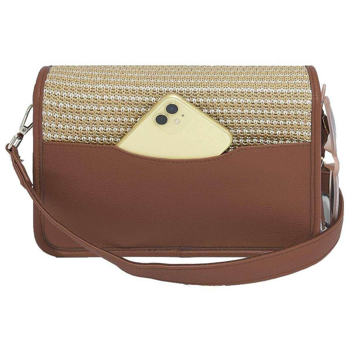 Stackers Raffia Crossbody Bag - Tan Raffia - Image 2