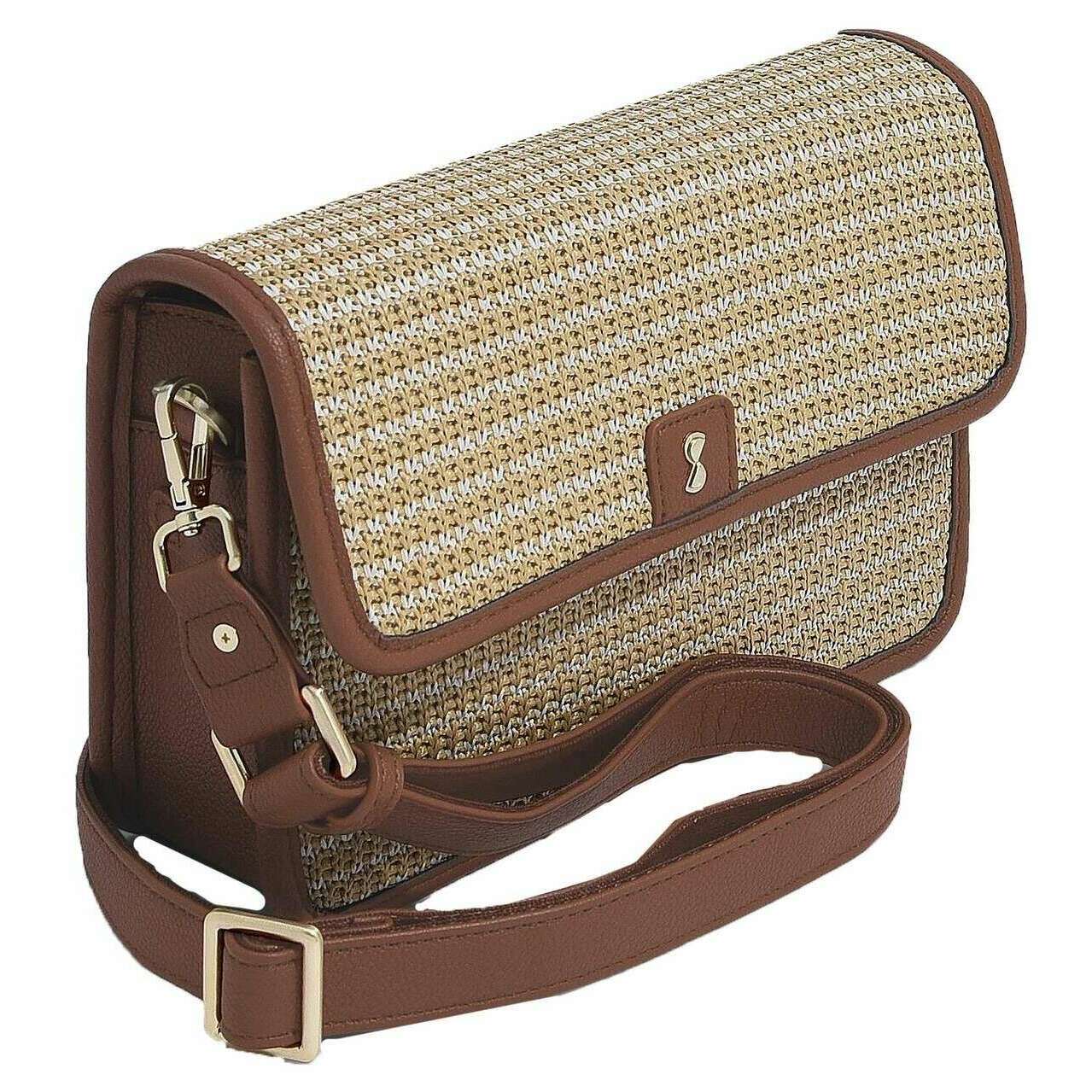 Stackers Raffia Crossbody Bag - Tan Raffia - Image 3
