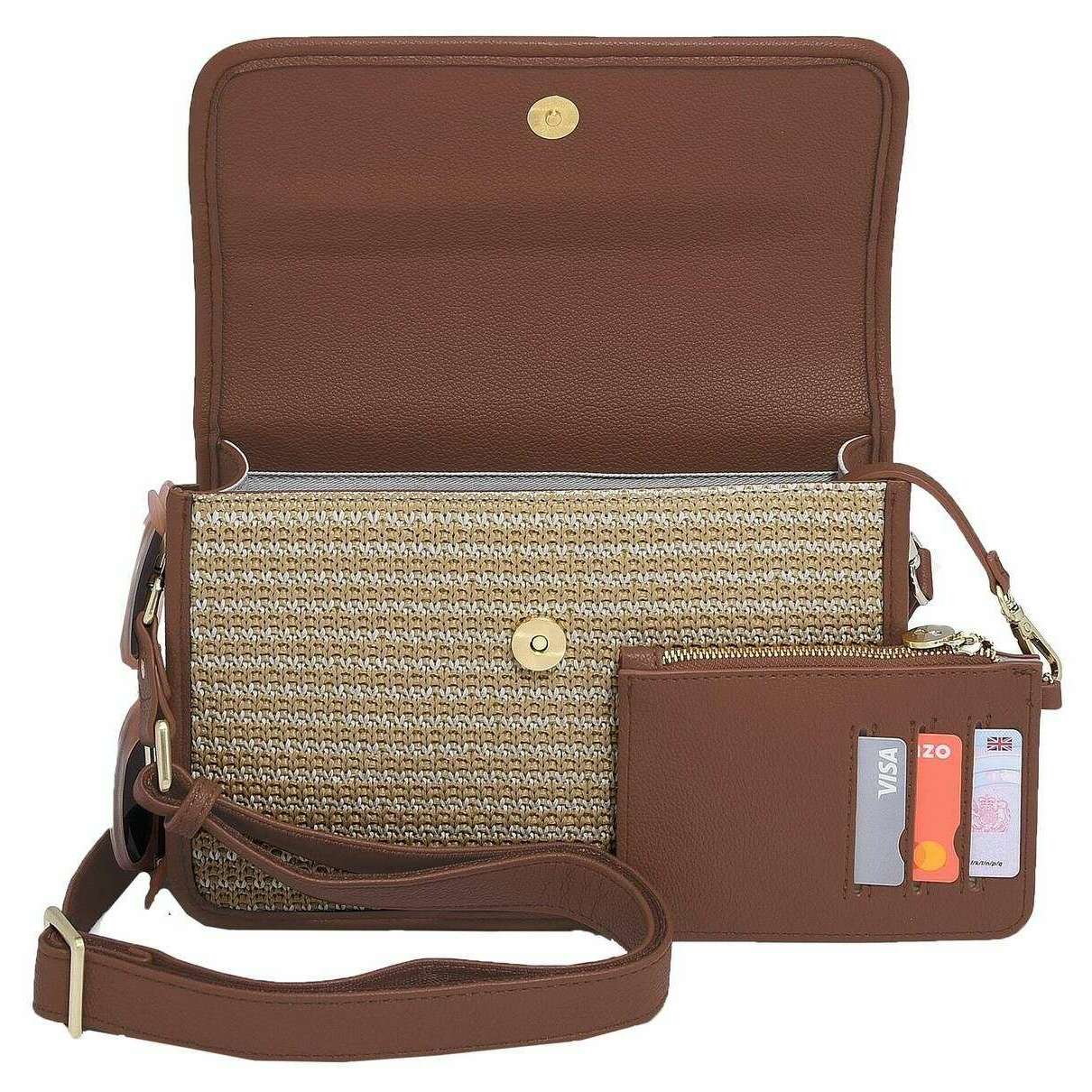 Stackers Raffia Crossbody Bag - Tan Raffia - Image 4