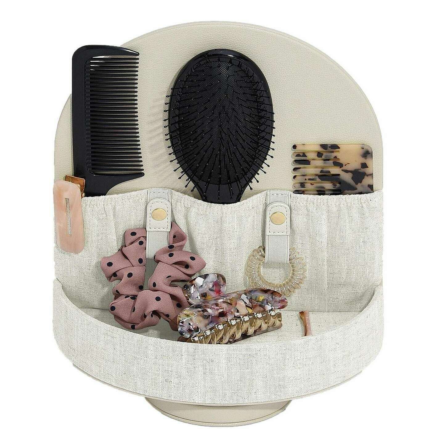 Stackers Rotating Hair Accessory Organiser With Mirror - Oatmeal Beige/Linen Beige - Image 2