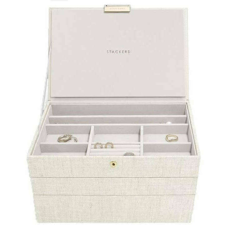 Stackers Set of 3 Classic Jewellery Box - Oatmeal/Linen Beige