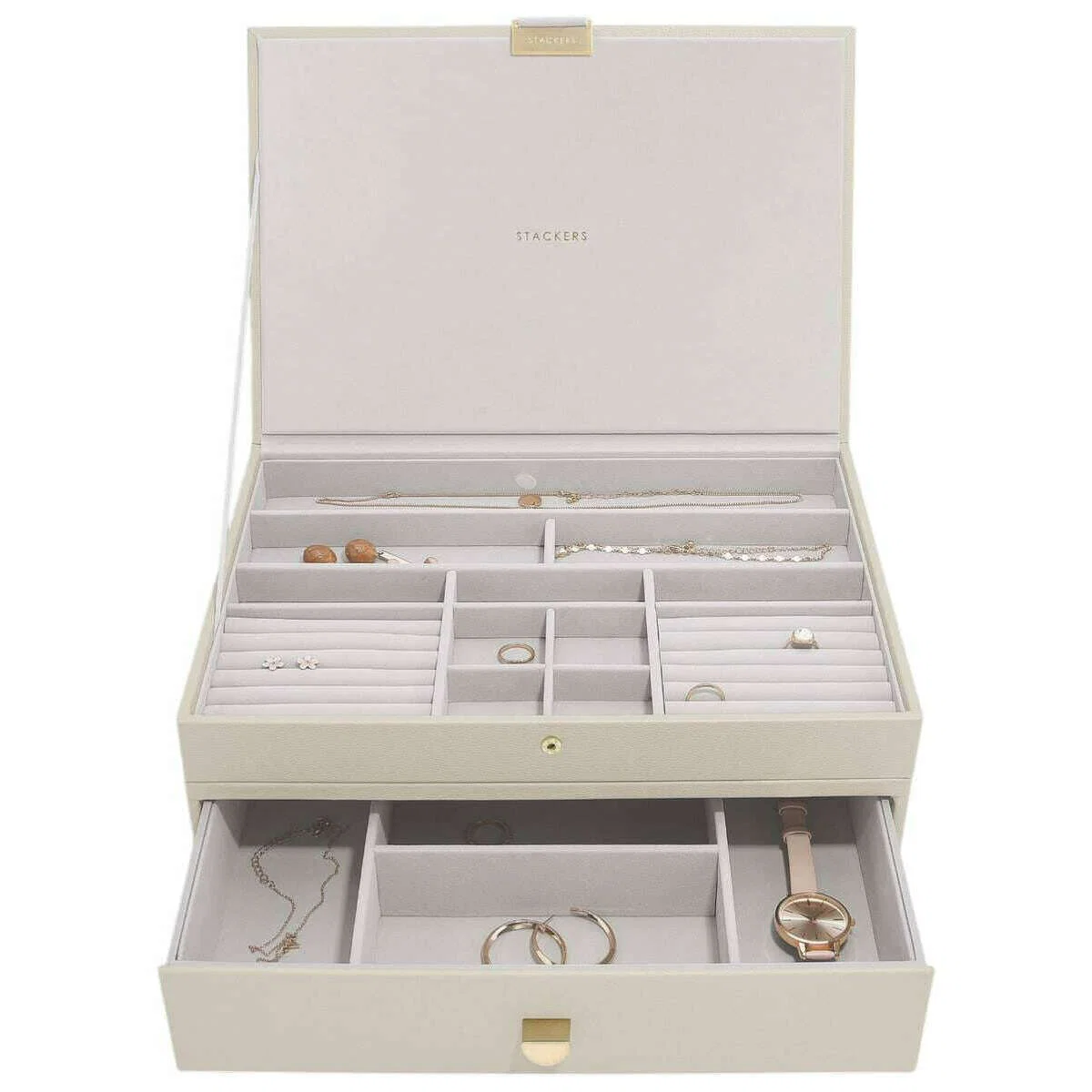 Stackers Supersize Jewellery Box 1-Drawer Set - Oatmeal Cream