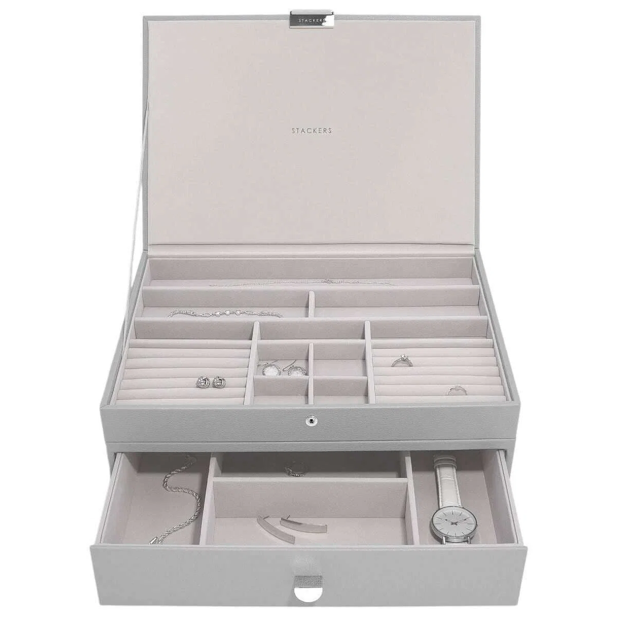 Stackers Supersize Jewellery Box 1-Drawer Set - Pebble Grey