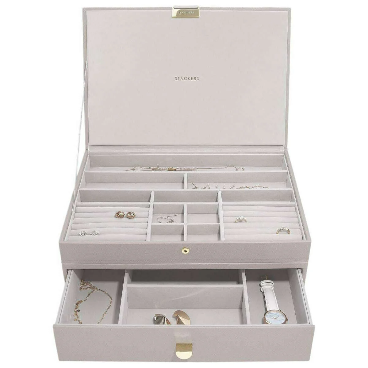 Stackers Supersize Jewellery Box 1-Drawer Set - Taupe Beige