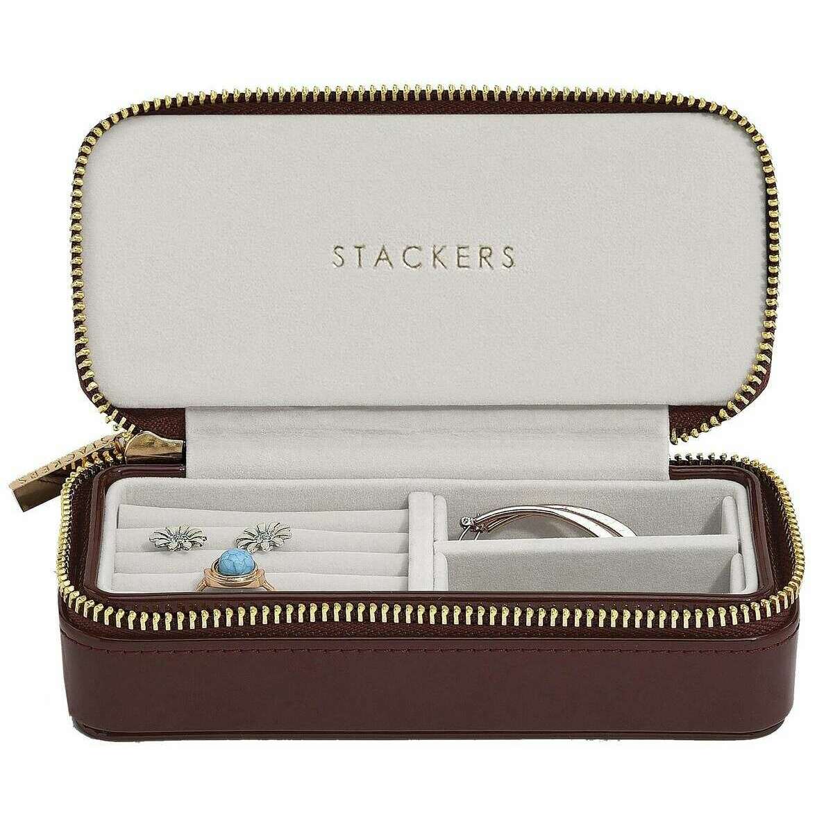 Stackers Zipped Travel Jewellery Box - Patent Cherry Burgundy