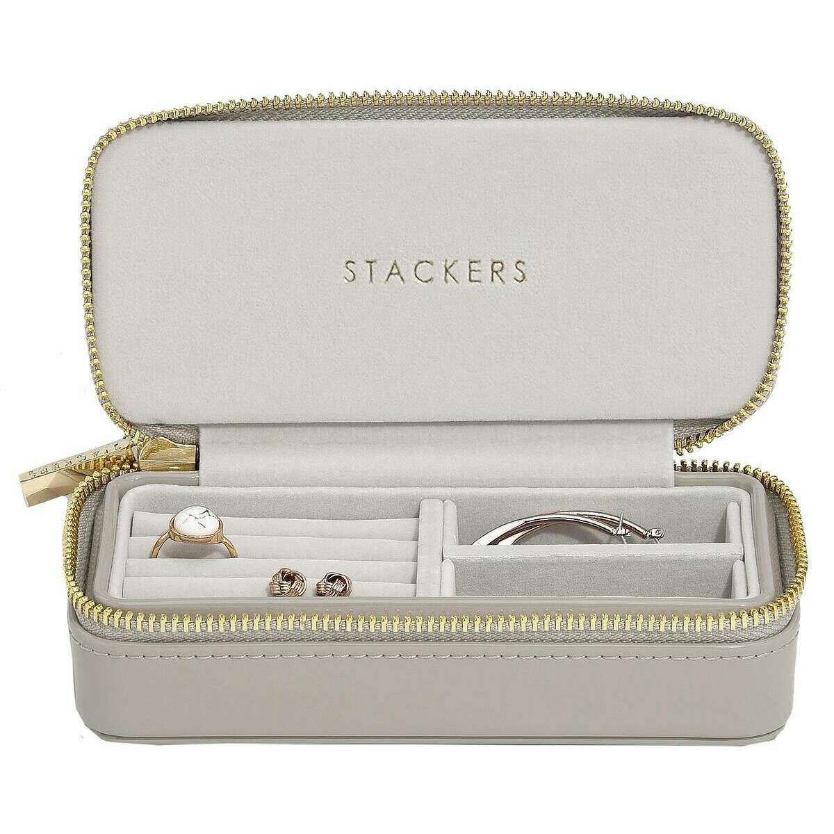 Stackers Zipped Travel Jewellery Box - Patent Putty Grey