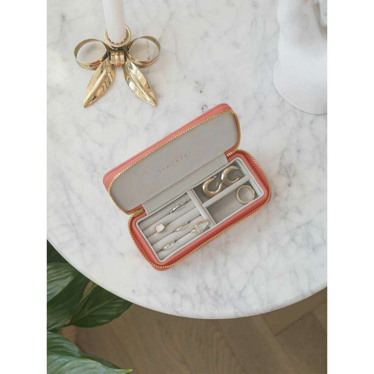Stackers Zipped Travel Medium Jewellery Box - Grapefruit Orange - Image 2