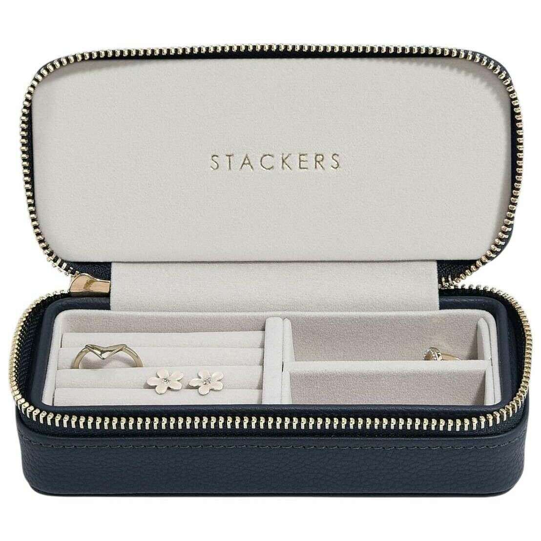Stackers Zipped Travel Medium Jewellery Box - Navy Blue