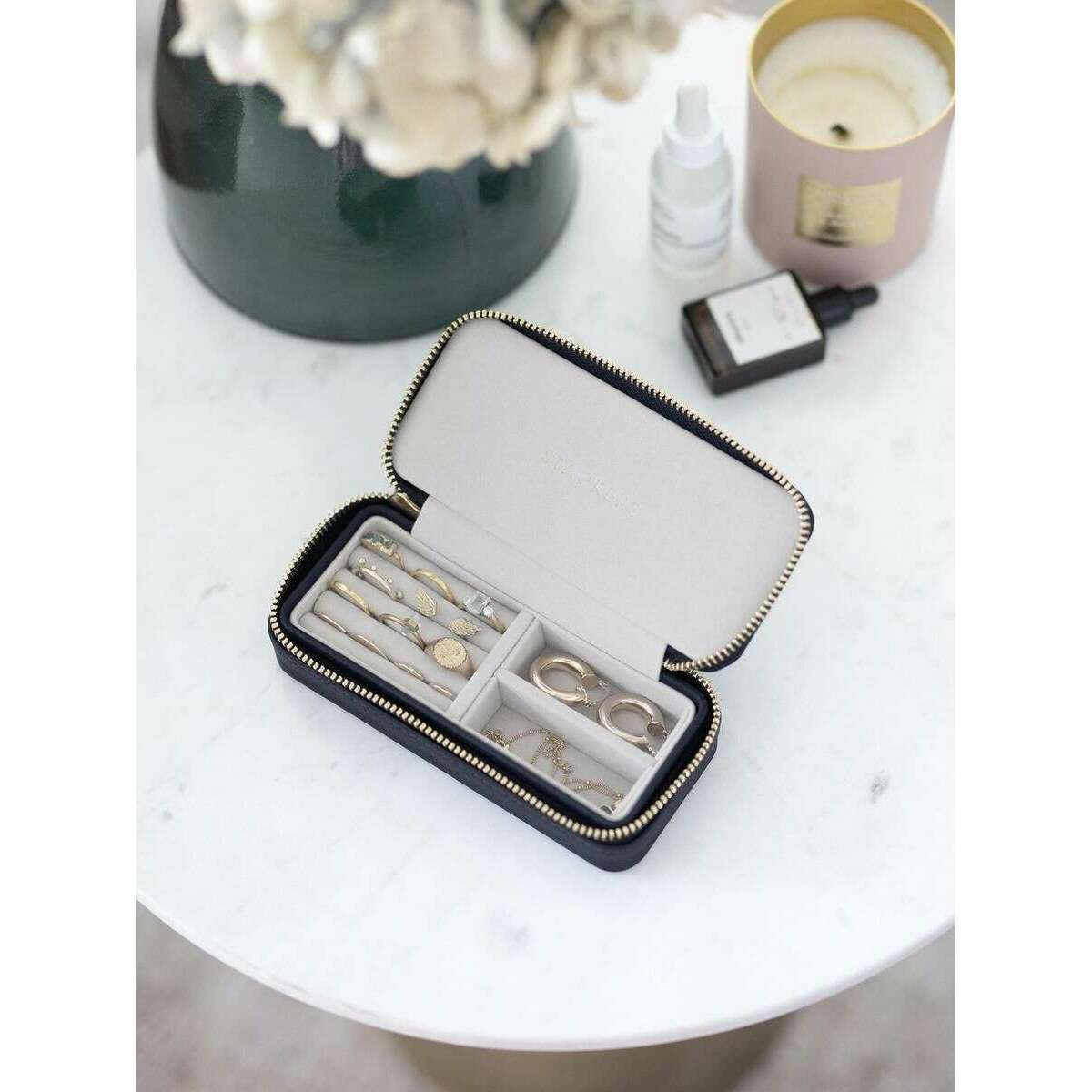 Stackers Zipped Travel Medium Jewellery Box - Navy Blue - Image 2