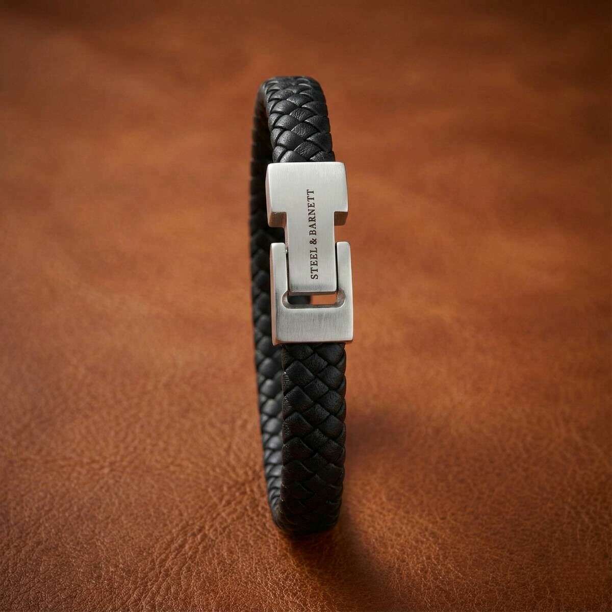 Steel & Barnett Archie Braided Leather Bracelet - Black - Image 2