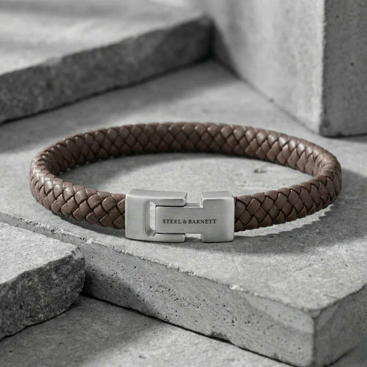 Steel & Barnett Archie Braided Leather Bracelet - Brown - Image 2