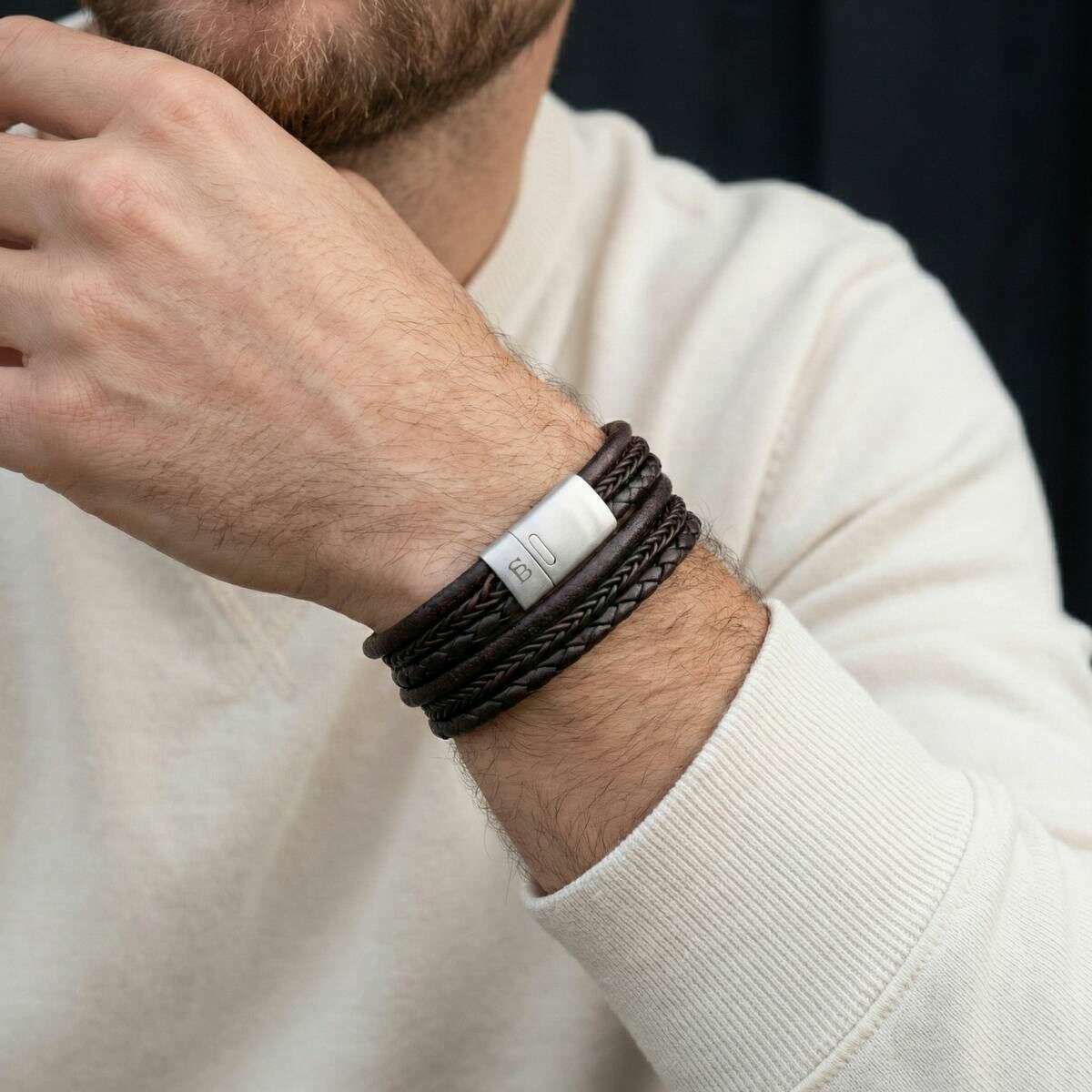 Steel & Barnett Bonacci Layered Multi-Strand Leather Bracelet - Brown - Image 4