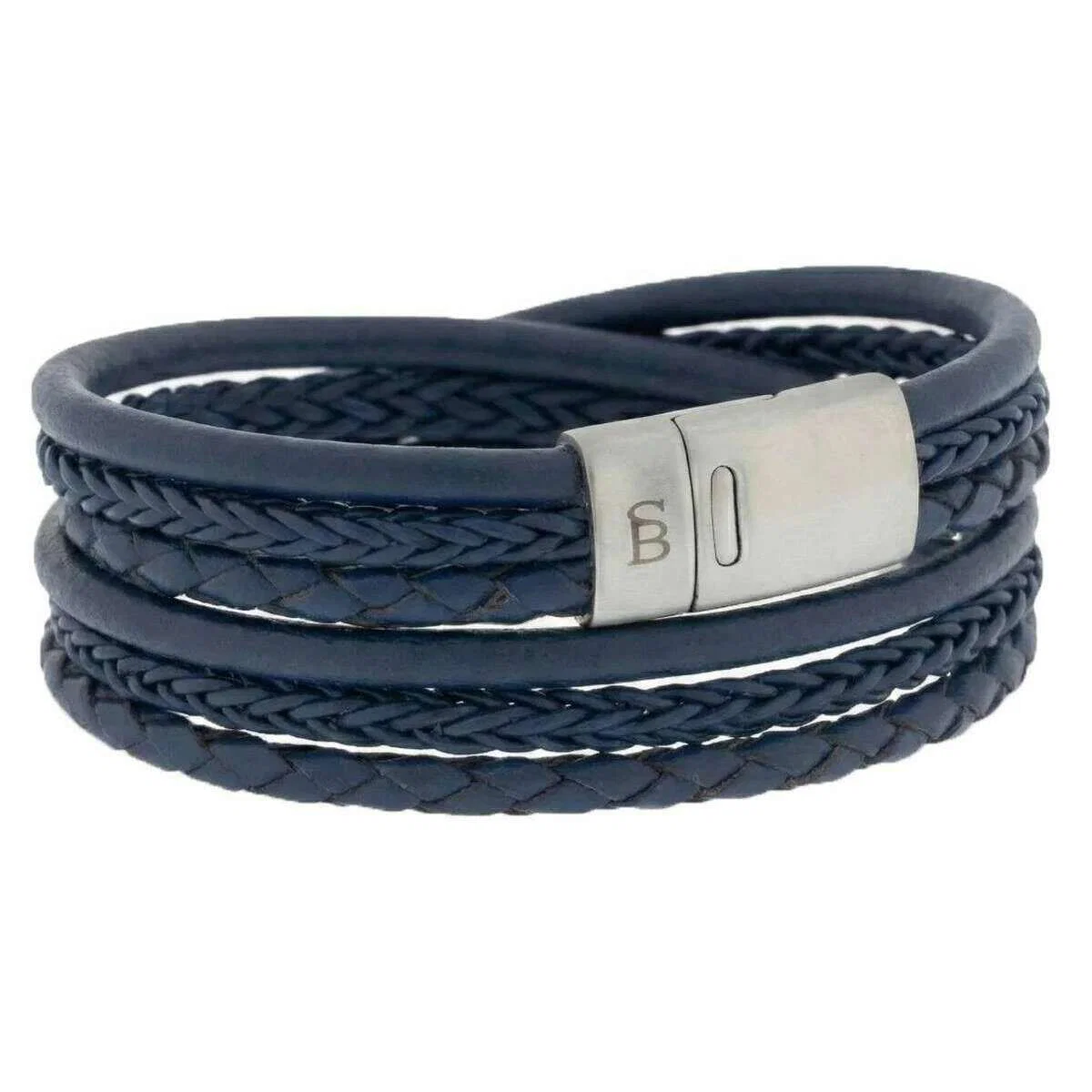 Steel & Barnett Bonacci Layered Multi-Strand Leather Bracelet - Jeans Blue
