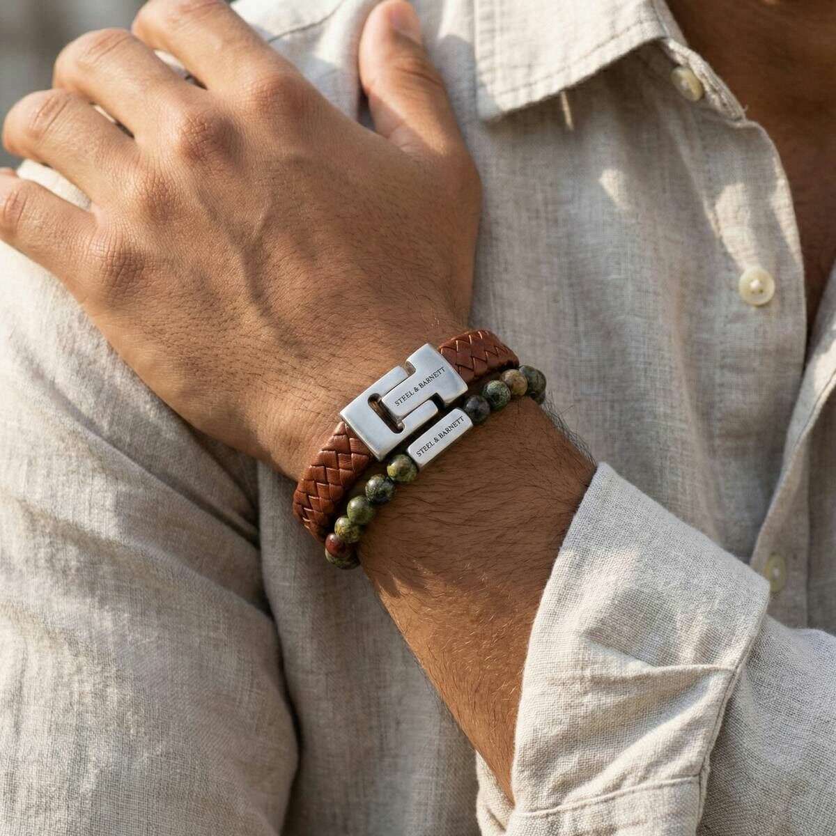 Steel & Barnett Duo Bracelet Gift Set - Cognac Tan - Image 3