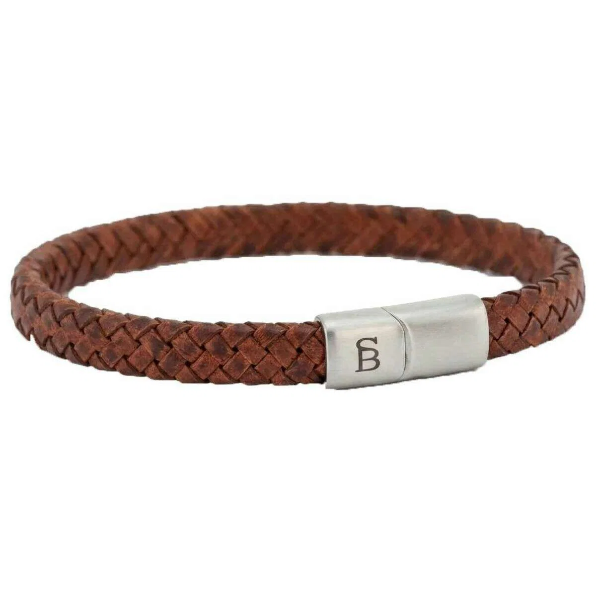 Steel & Barnett Riley Sleek Braided Leather Bracelet - Caramel Brown