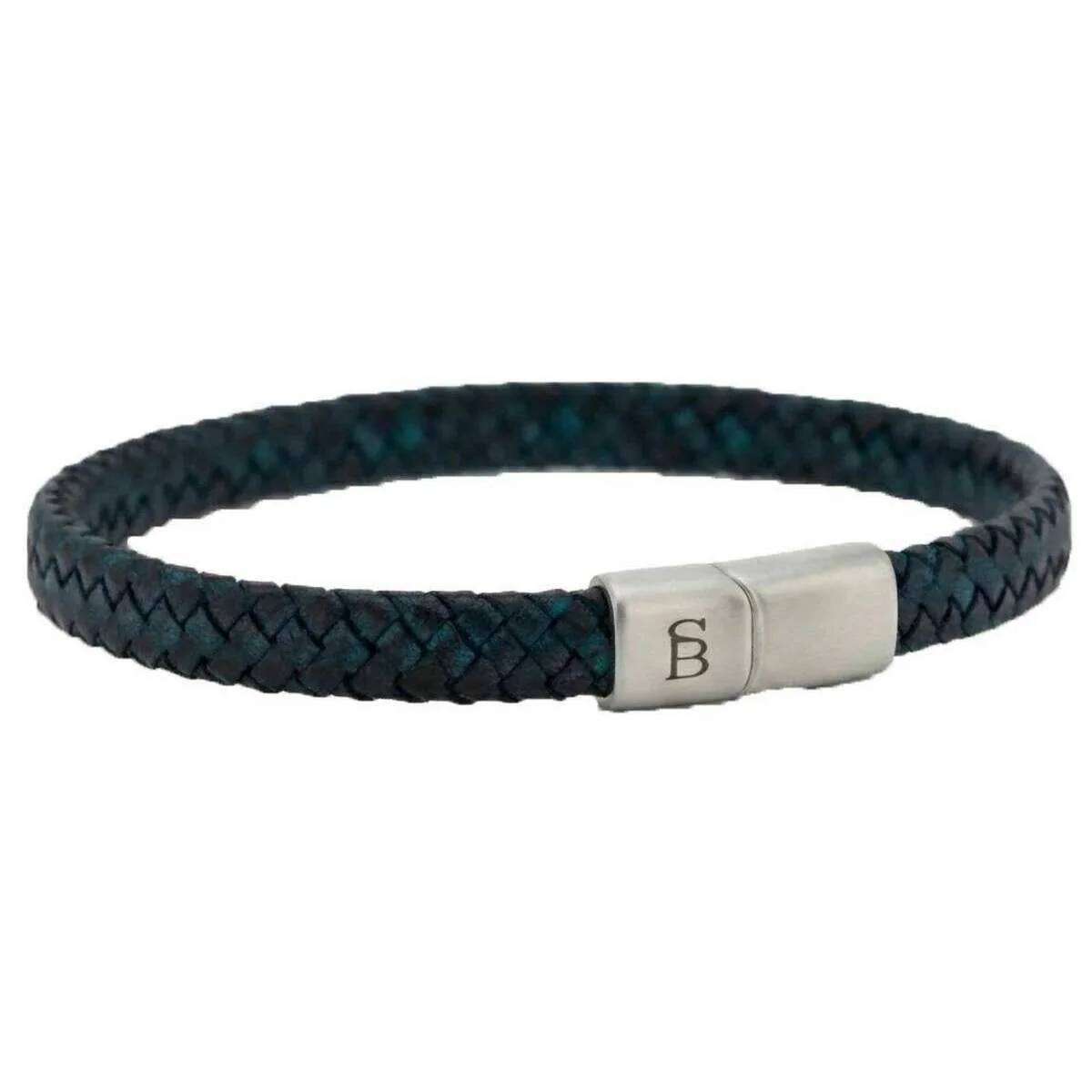Steel & Barnett Riley Sleek Braided Leather Bracelet - Marine Navy