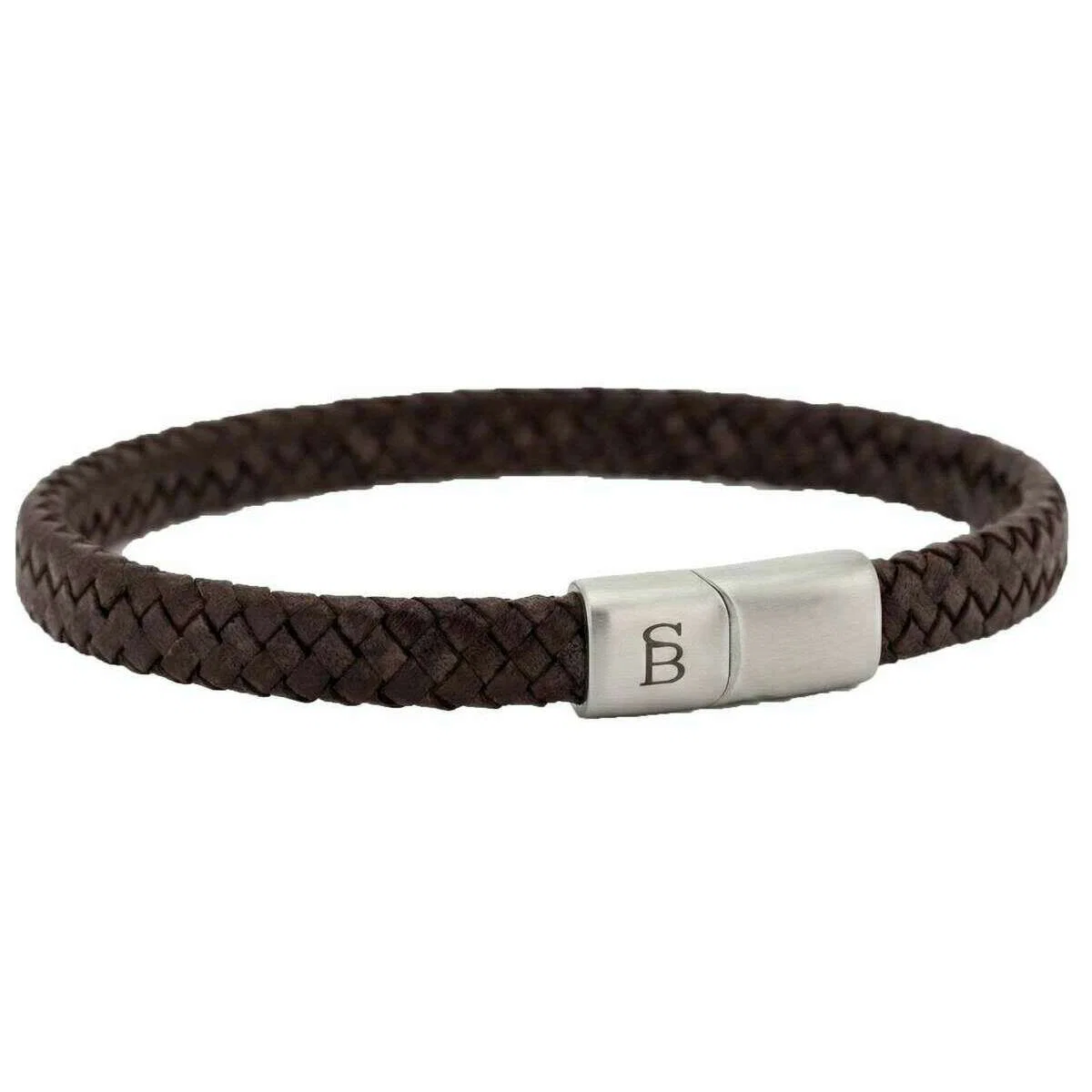 Steel & Barnett Riley Sleek Braided Leather Bracelet - Vintage Brown