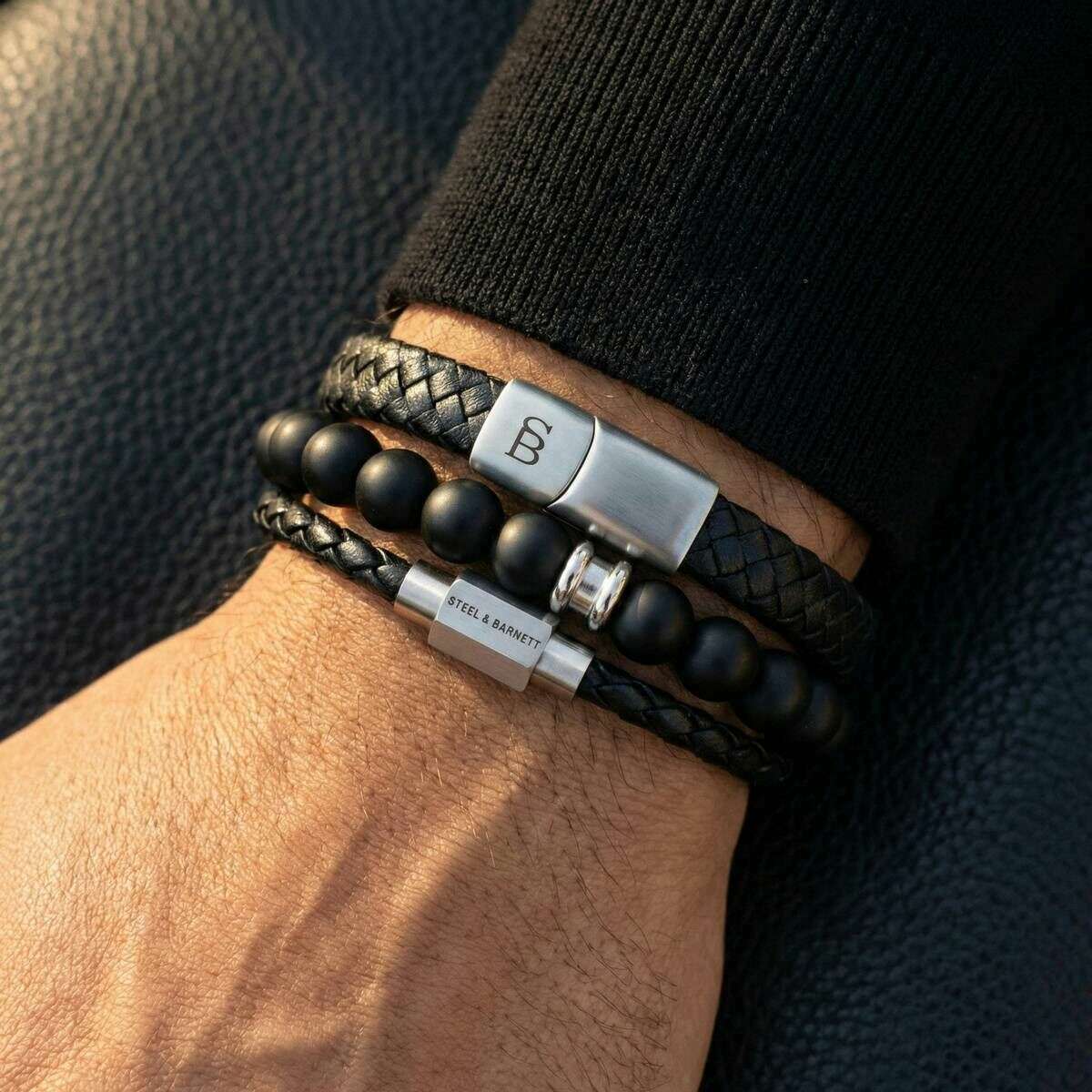 Steel & Barnett Triple Bracelet Gift Set - Black/Silver - Image 4