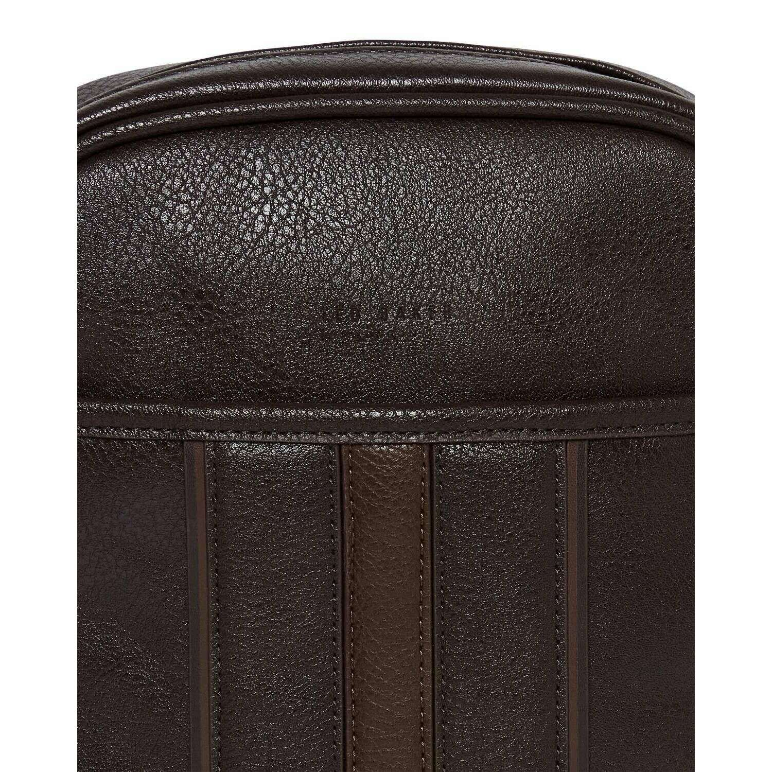 Ted Baker Keiigan Striped Flight Bag - Chocolate Brown - Image 4