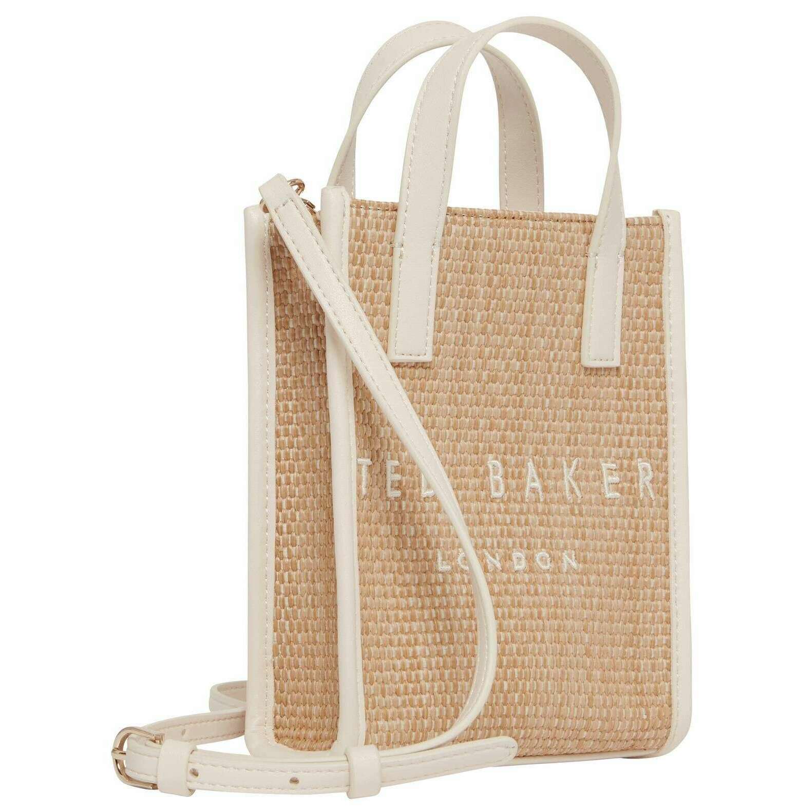 Ted Baker Paulii Faux Raffia Mini Icon Bag - Ivory/Beige - Image 4