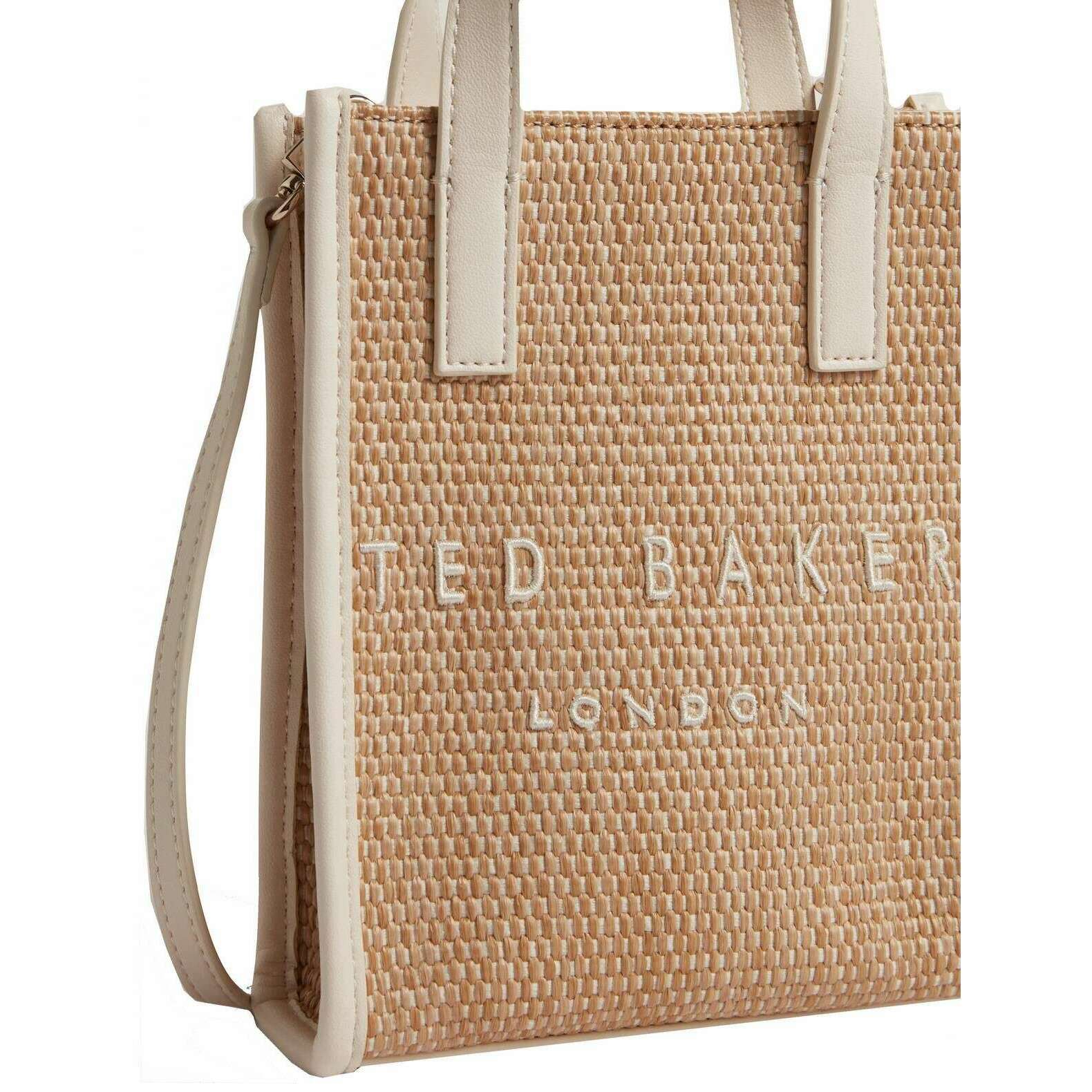 Ted Baker Paulii Faux Raffia Mini Icon Bag - Ivory/Beige - Image 5