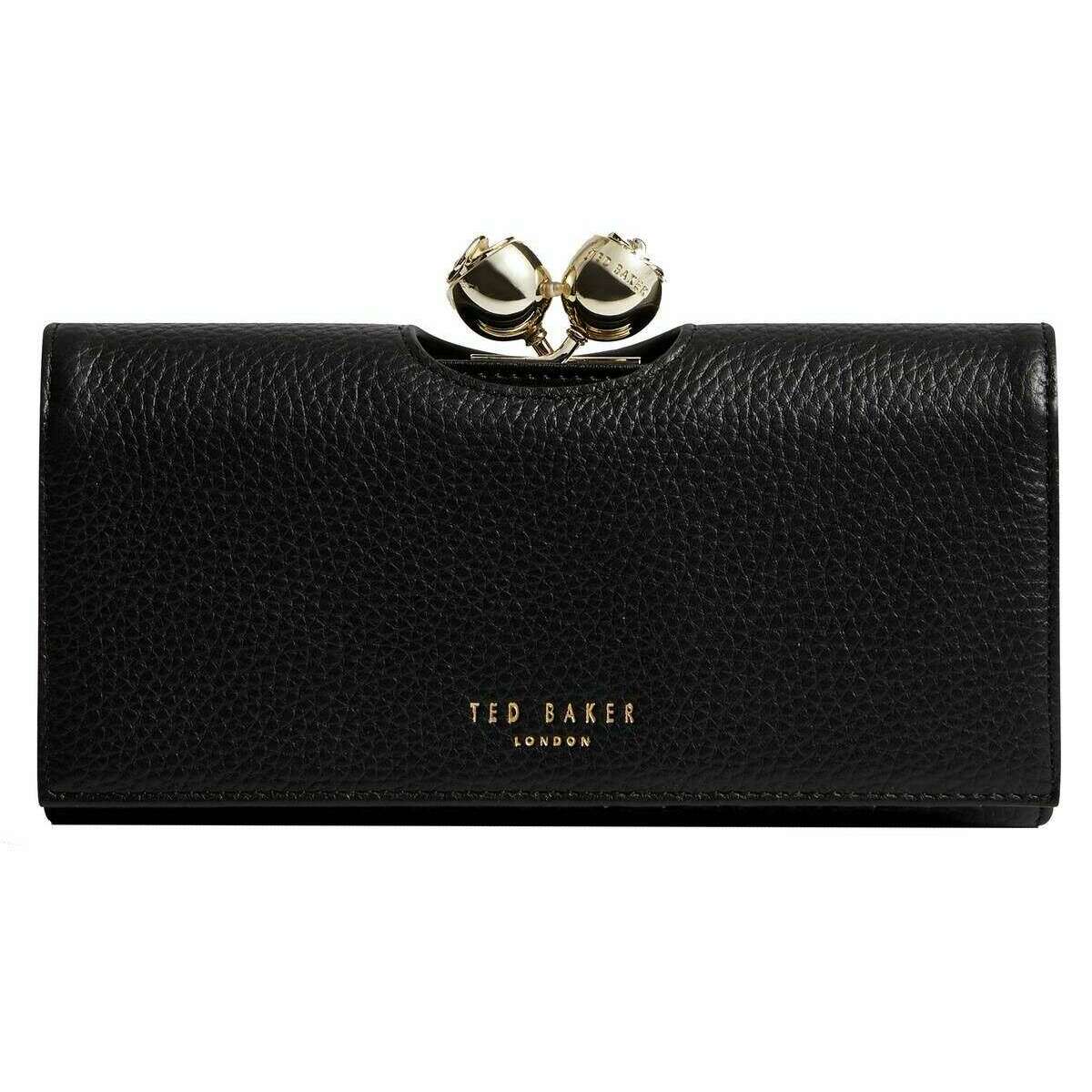 Ted Baker Roosali Rose Detail Large Leather Bobble Purse - Black