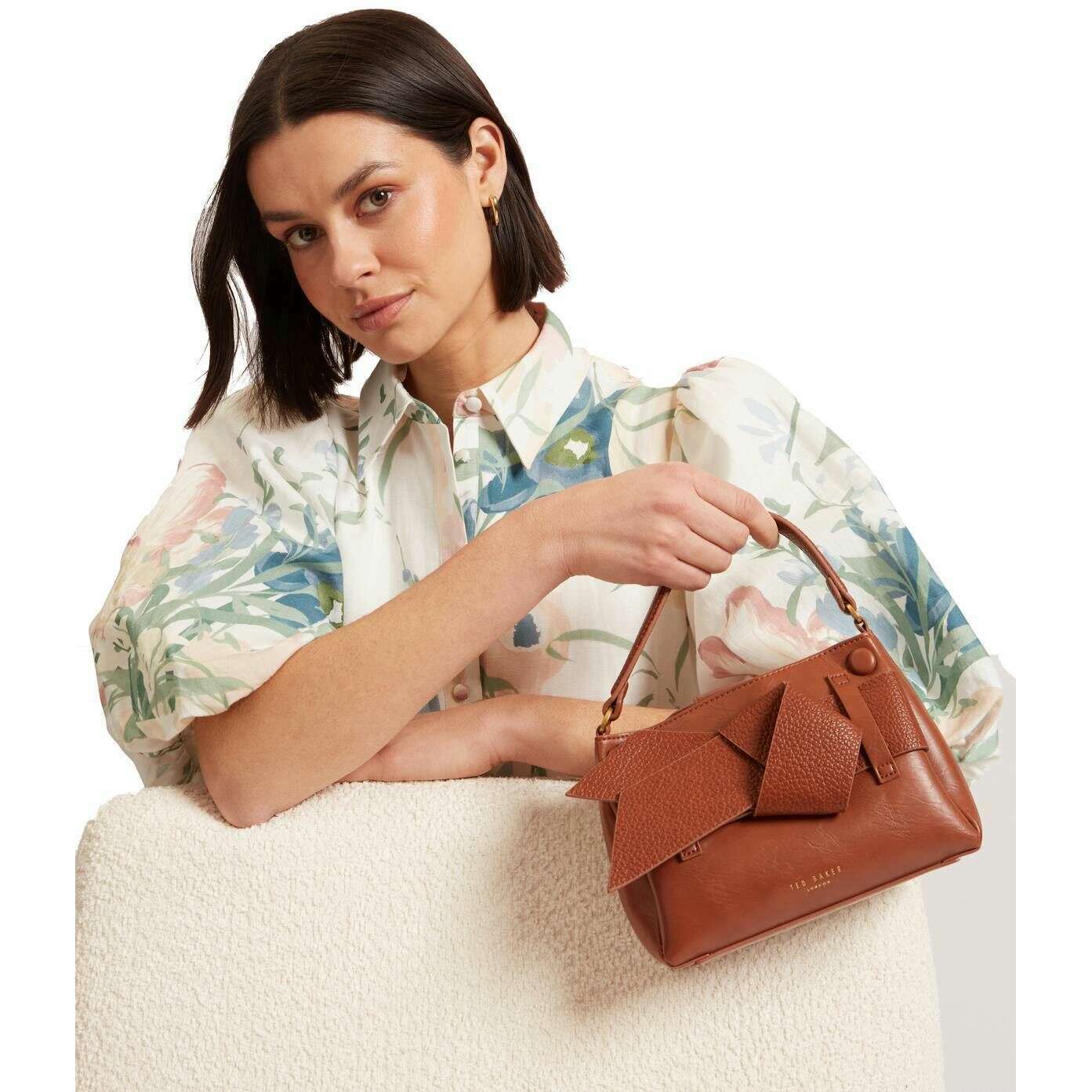 Ted Baker Ssansa Knot Bow Mini Top Handle Bag - Tan - Image 5