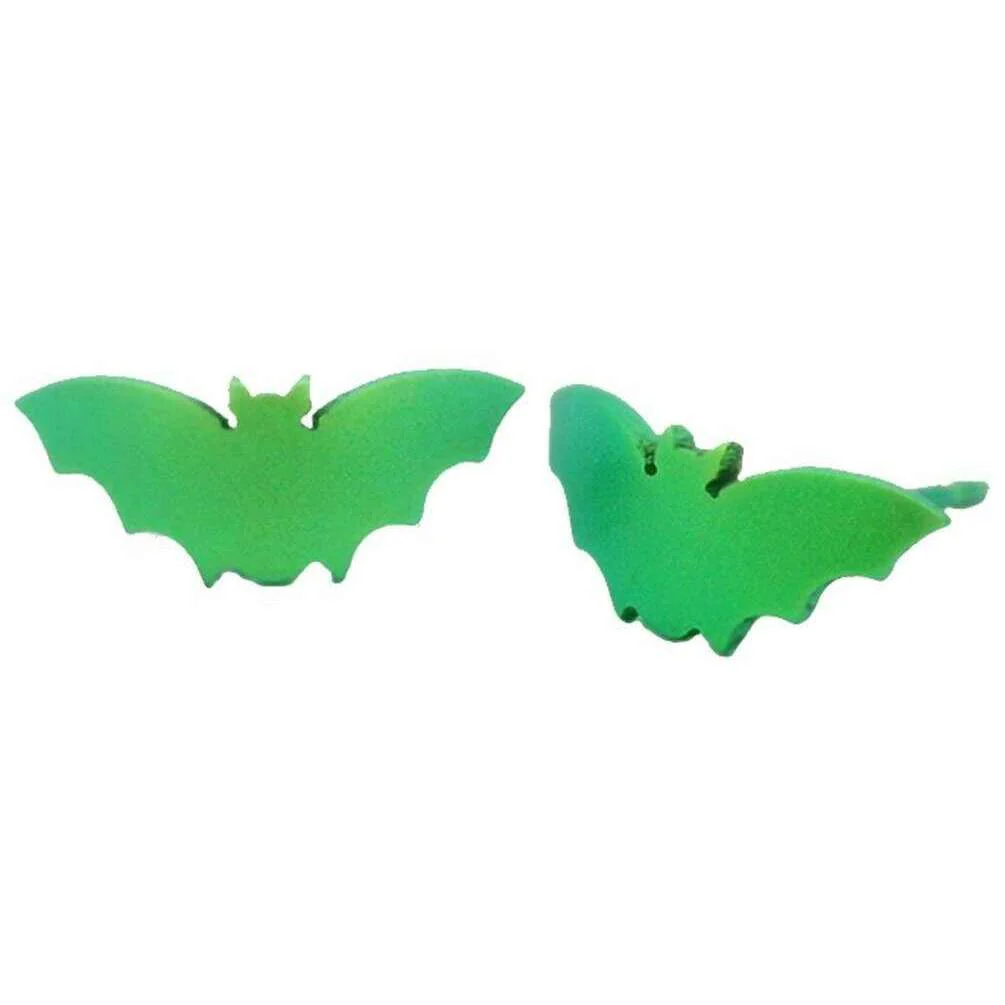 Ti2 Titanium Bat Stud Earrings - Green