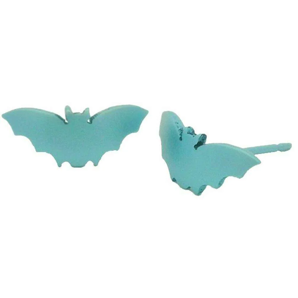 Ti2 Titanium Bat Stud Earrings - Light Blue