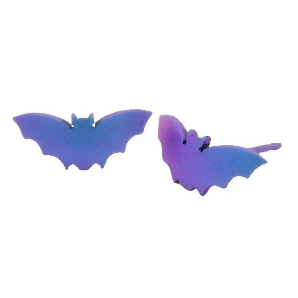 Ti2 Titanium Bat Stud Earrings - Purple