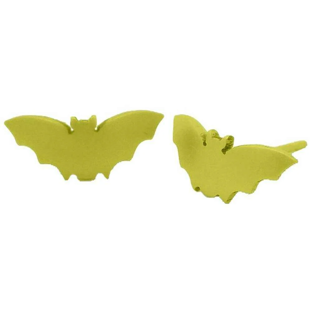 Ti2 Titanium Bat Stud Earrings - Yellow