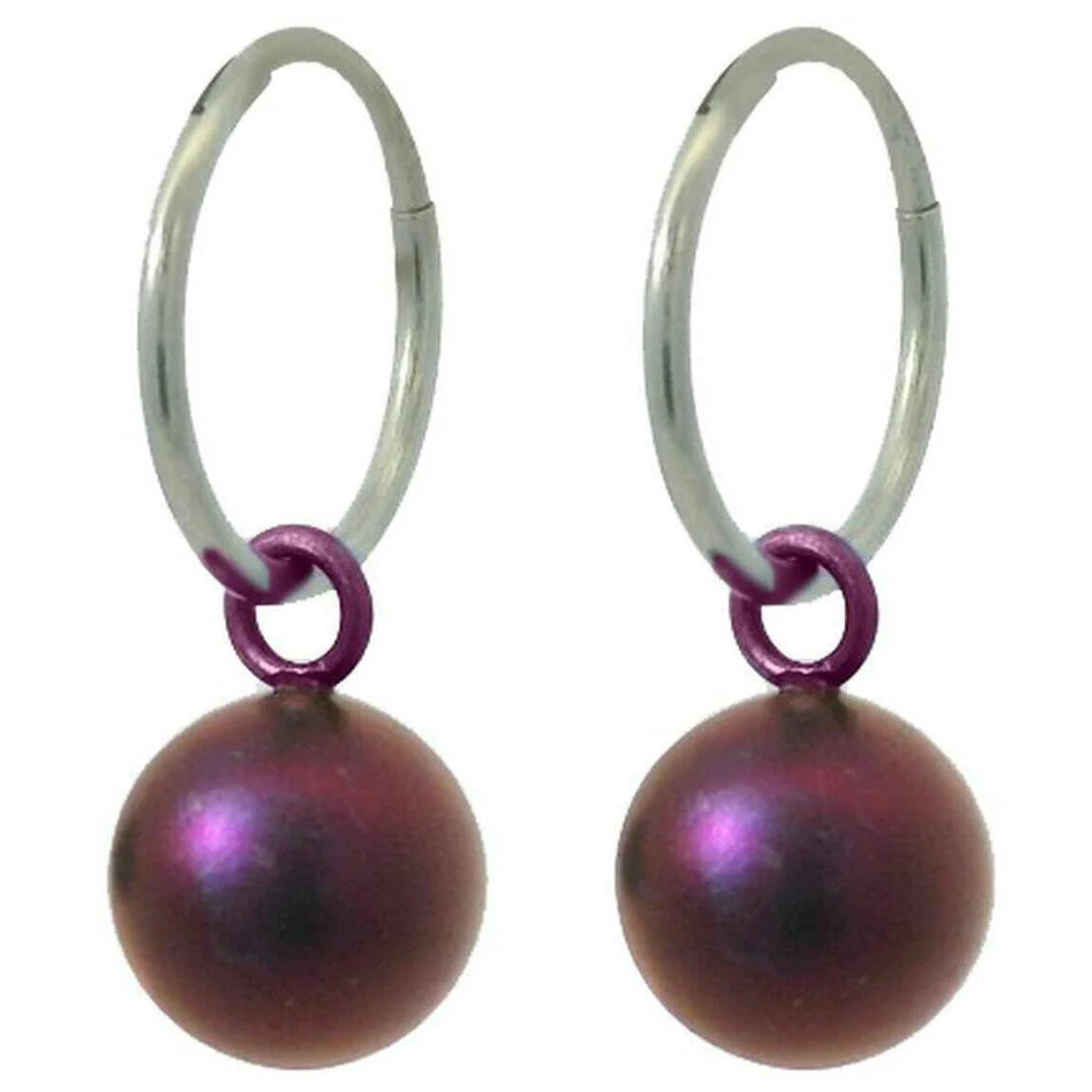 Ti2 Titanium Bead Charm Hoop Earrings - Brown