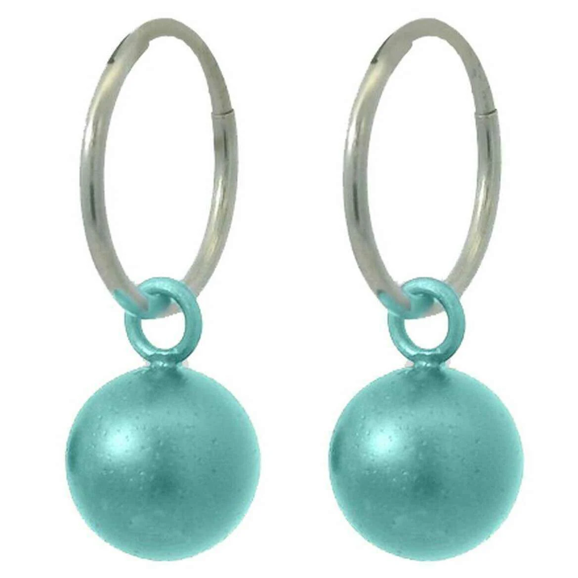 Ti2 Titanium Bead Charm Hoop Earrings - Light Blue