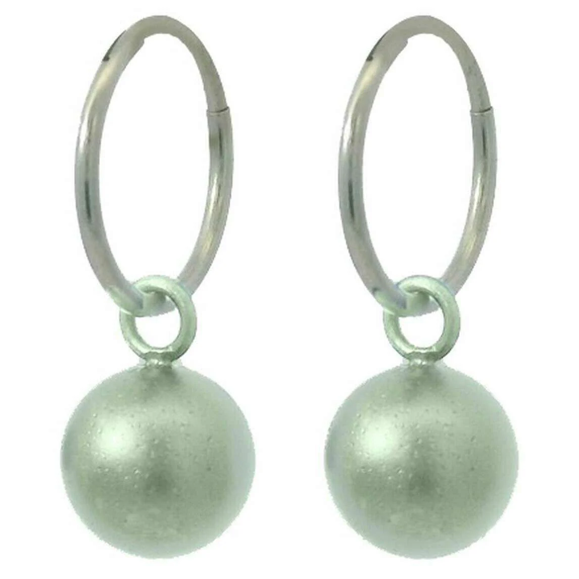Ti2 Titanium Bead Charm Hoop Earrings - Light Green