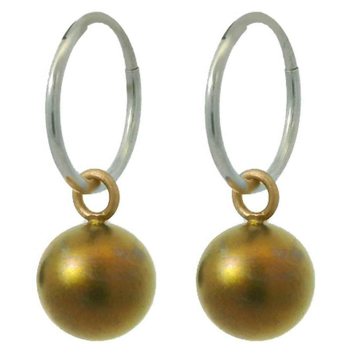 Ti2 Titanium Bead Charm Hoop Earrings - Tan