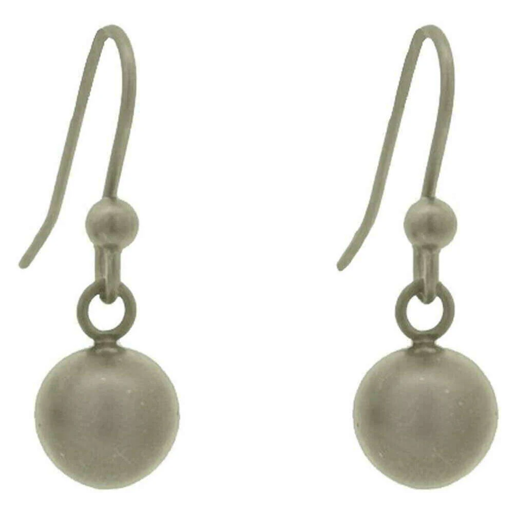 Ti2 Titanium Bead Drop Earrings - Natural Silver