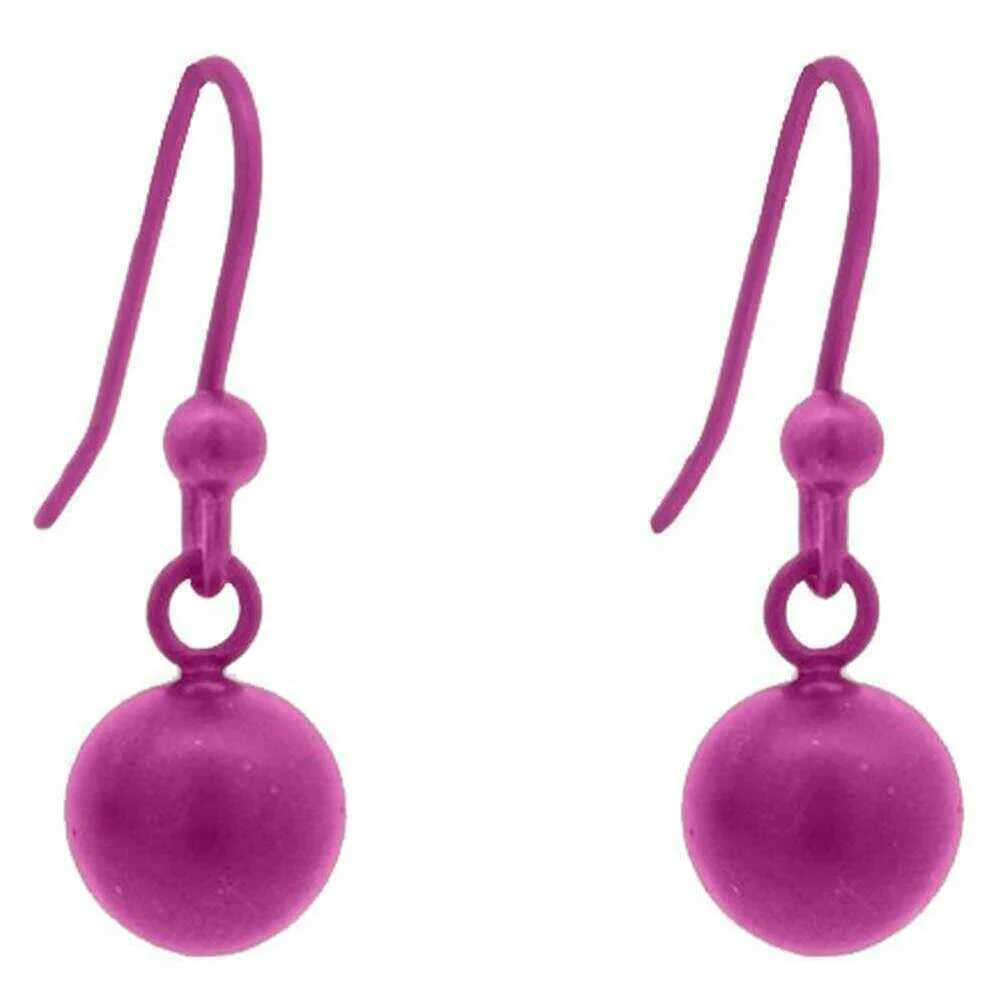 Ti2 Titanium Bead Drop Earrings - Pink
