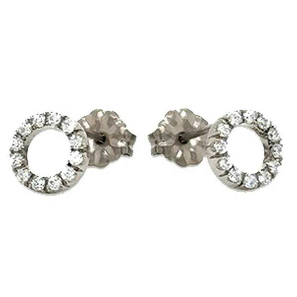 Ti2 Titanium Circle Diamond Stud Earrings - Silver