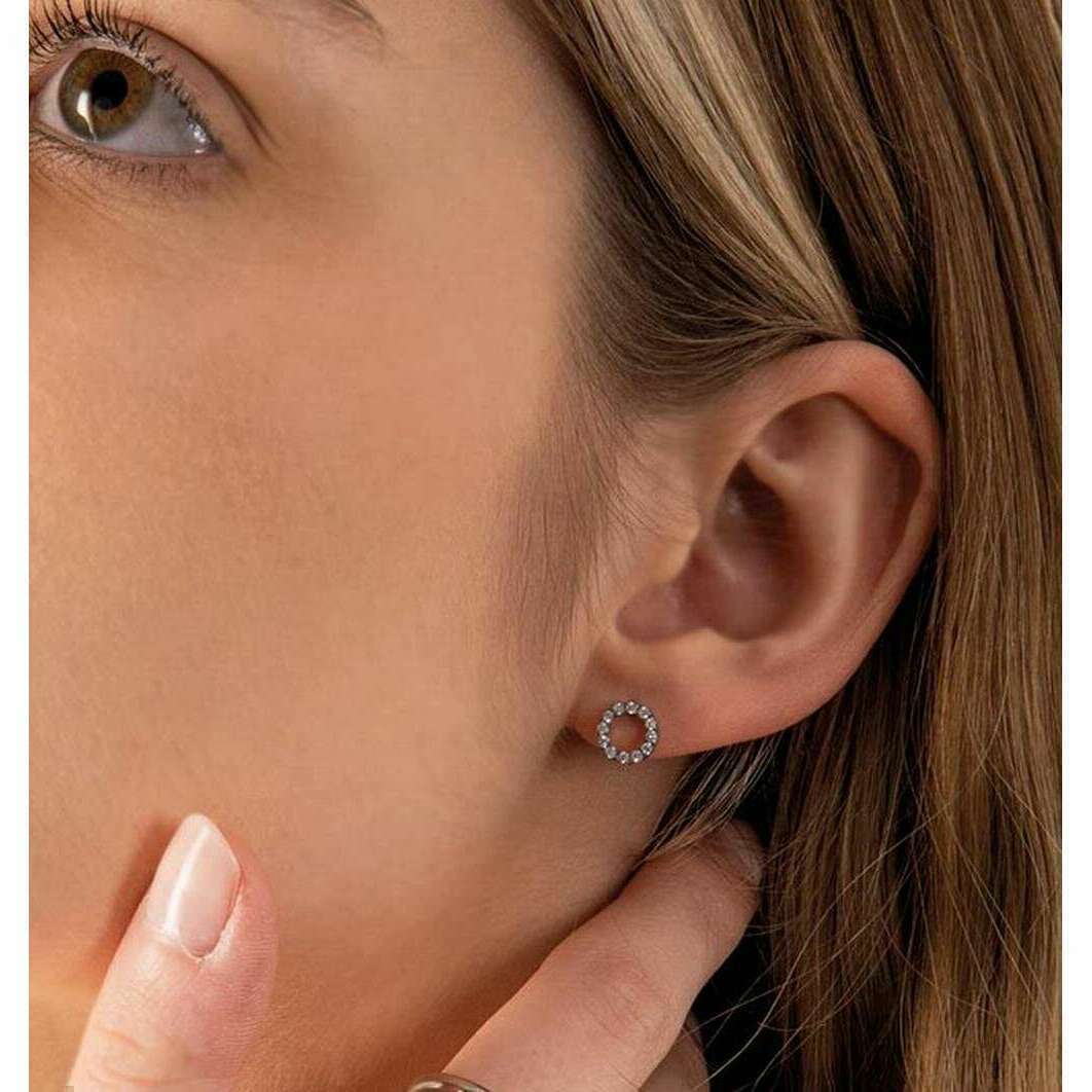Ti2 Titanium Circle Diamond Stud Earrings - Silver - Image 2